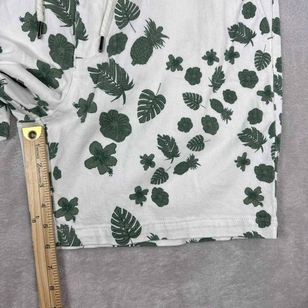 Laguna Shorts Men Size 36 White Green Leaf Print Cotton Stretch Casual Beachwear - Picture 8 of 8
